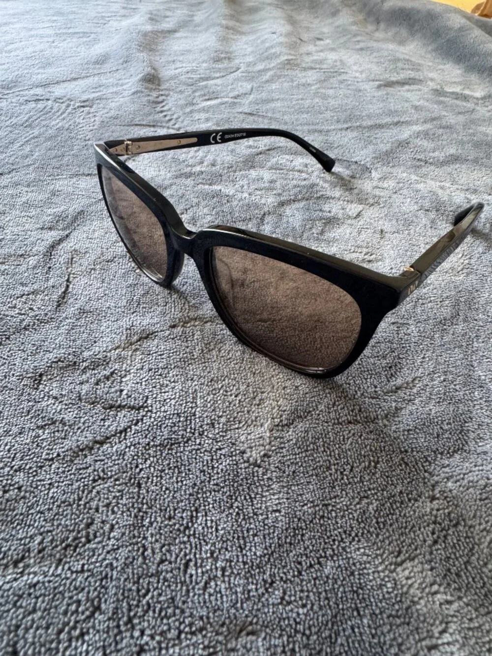 J Crew Black Square Sunglasses Gold Metal Temple Accents